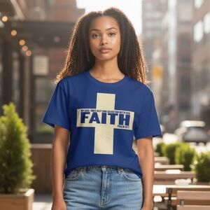 Adult T Shirt Blue White My Soul Finds Rest Sz L - T Shirt Unisex